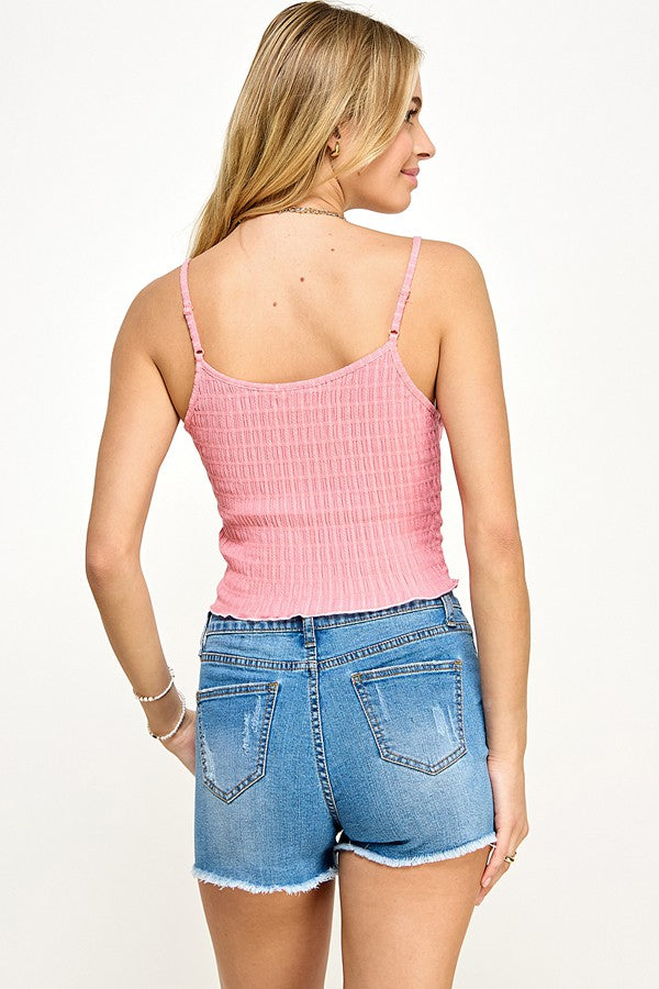 Smocked & Chic Textured Cami